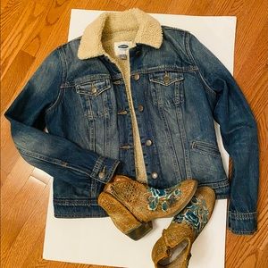 Spring coming !Jacket—-Cozy Sherpa-Lined Jean Shacket for Women Size S